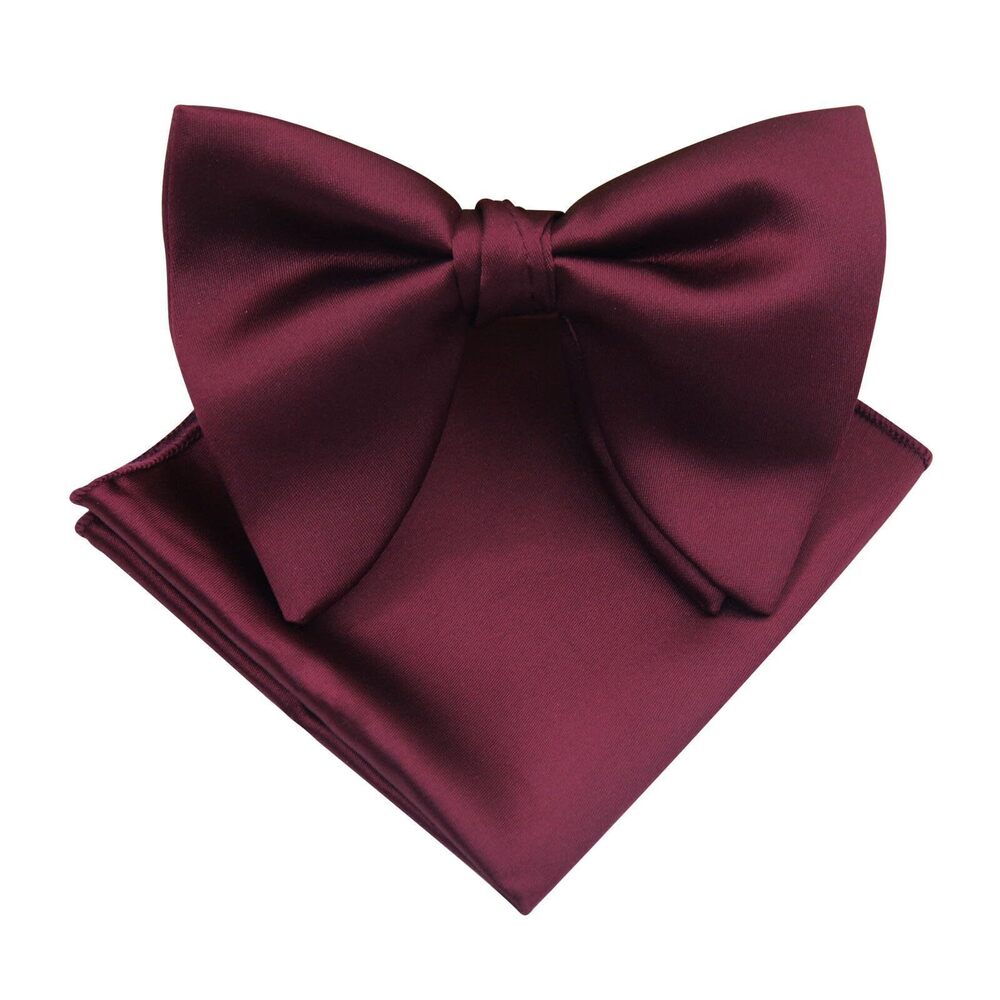 6448 Bow Ties , Pre-tied Adjustable Oversize Bowties and Pocket Square Set
